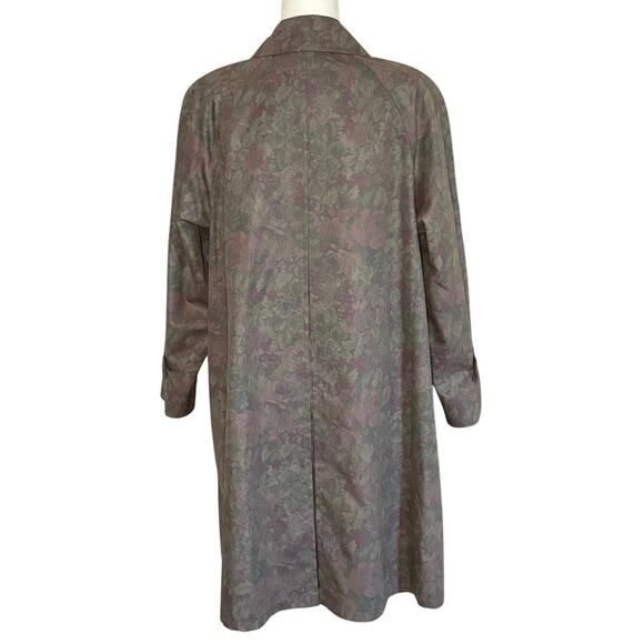 VTG London Fog Raincoat Women's 10 Dusty Floral Print Trench Coat Classic 80's - Picture 4 of 14